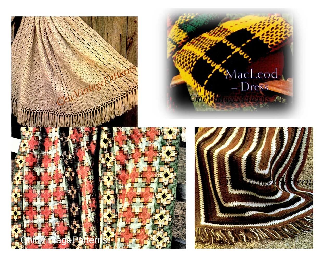 Bundle of Crochet Afghan Rug Patterns, Instant Download