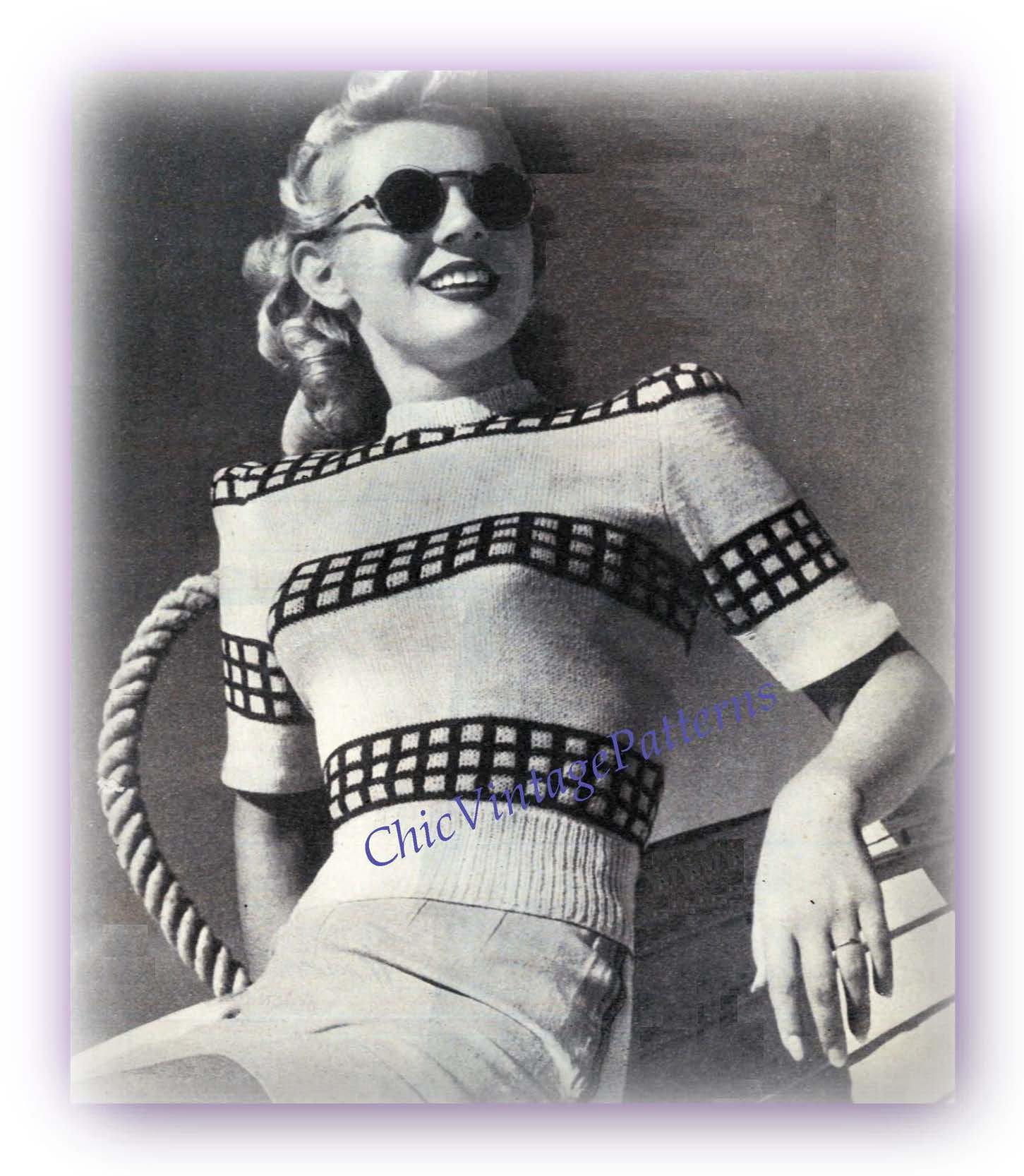 1940's Ladies Sweater Knitting Pattern, Instant Download
