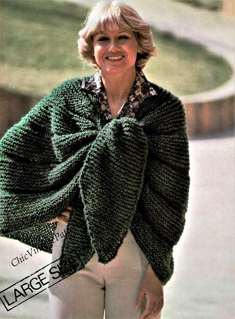 Easy Knitted Cape Pattern, Knitted Wrap, Superb Winter Shawl, Instant Download