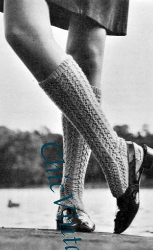 Knitted Ladies Socks and Stockings Pattern, Feather Pattern, Instant Download