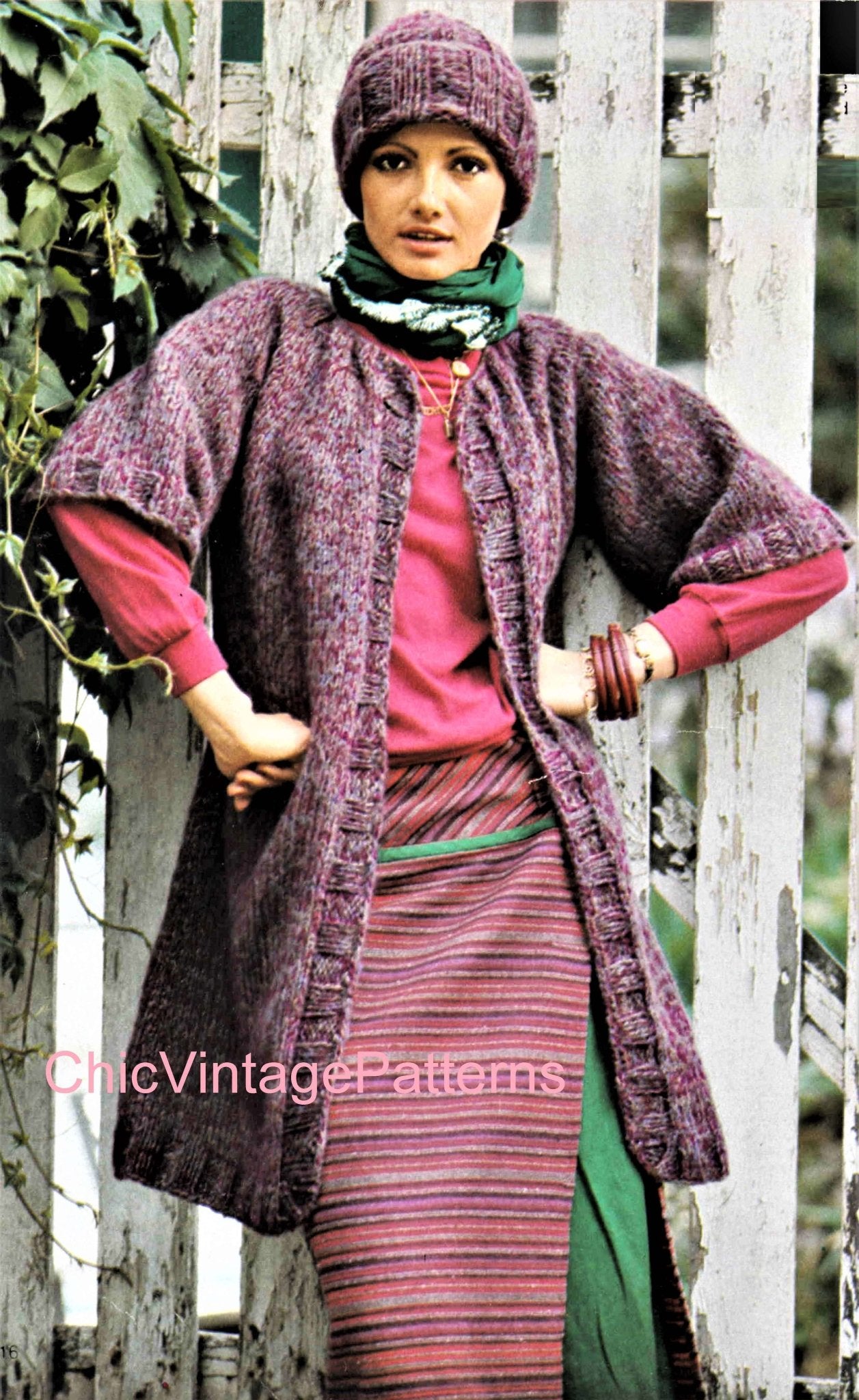 Easy Ladies Knitted Jacket and Hat Pattern, Instant Download