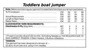 Toddlers Boat Jumper Knitting Pattern, Instant Download