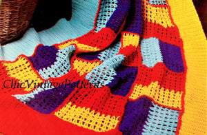 Easy-To-Crochet Afghan Rug Pattern, Crochet Squares, Instant Download