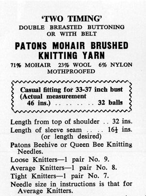 Knitted Ladies Mohair Car Coat Pattern, Instant Download
