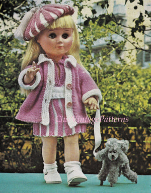 Knitted Dolls Clothes Pattern, Doll Size 14 and 17 ins, Instant Download