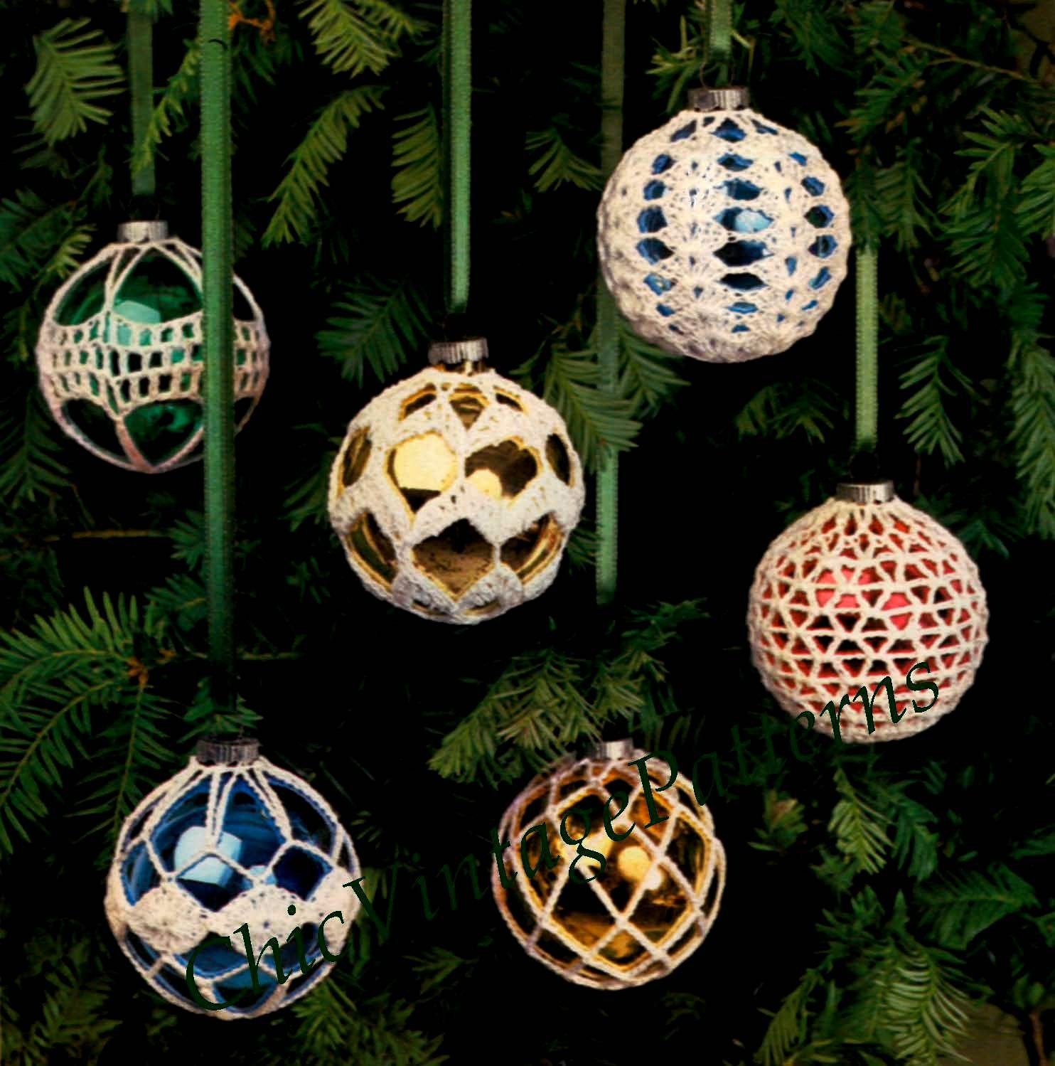 Christmas Baubles Crochet Pattern, Frosted Tree Balls, Instant Download