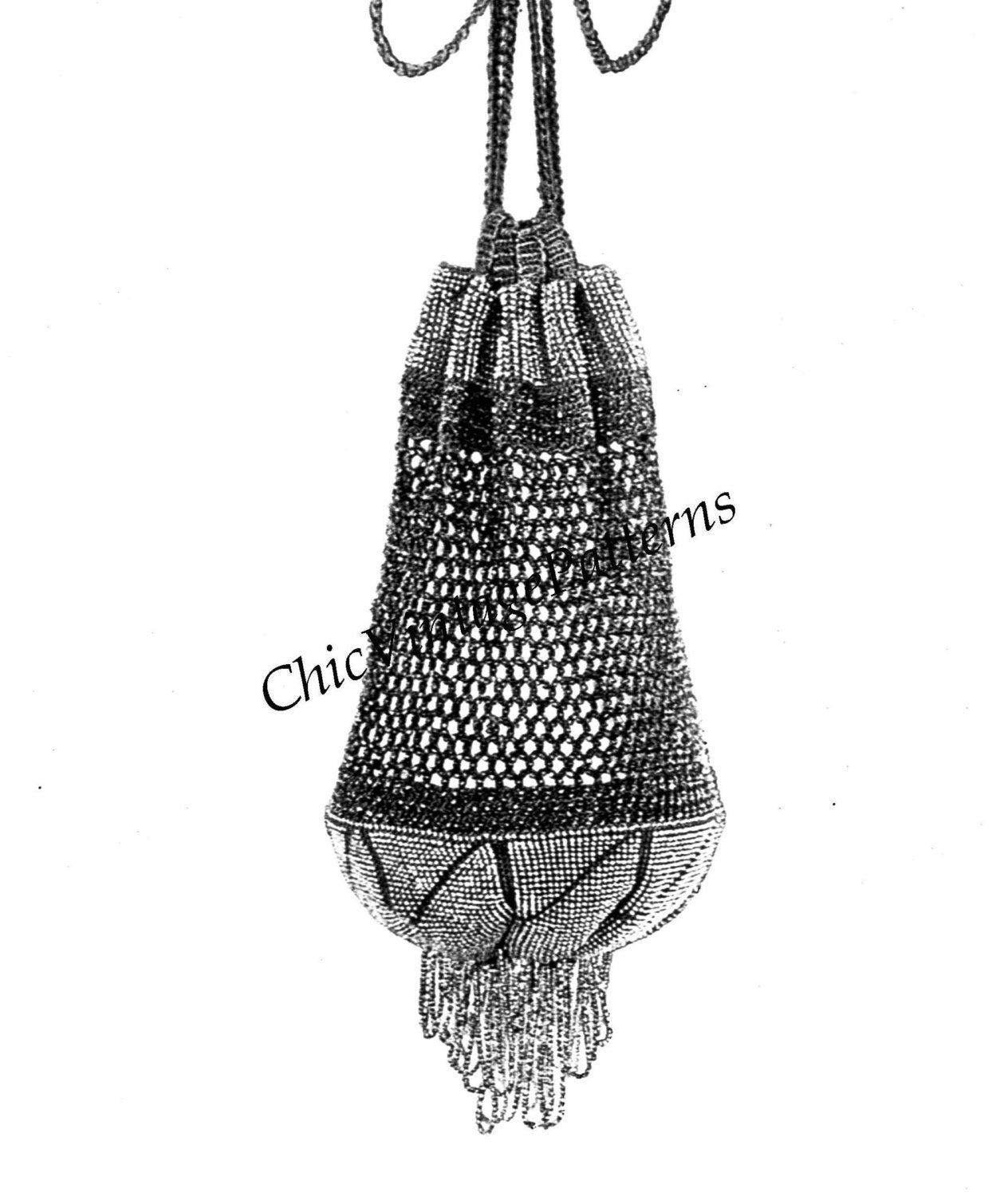 Beaded Crochet Bag Pattern, 1920's Ladies Fashion, Instant Download
