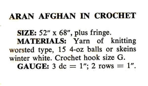 Crochet Afghan Rug Pattern, Stunning Aran Throw Rug, Instant Download