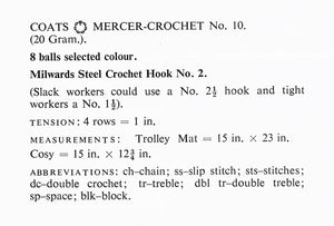 Crochet Tea Cosy and Tray Cloth Pattern, 1950's, Digital Pattern