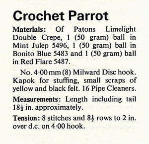 Crochet Parrot Pattern, Toy Parrot, Instant Download