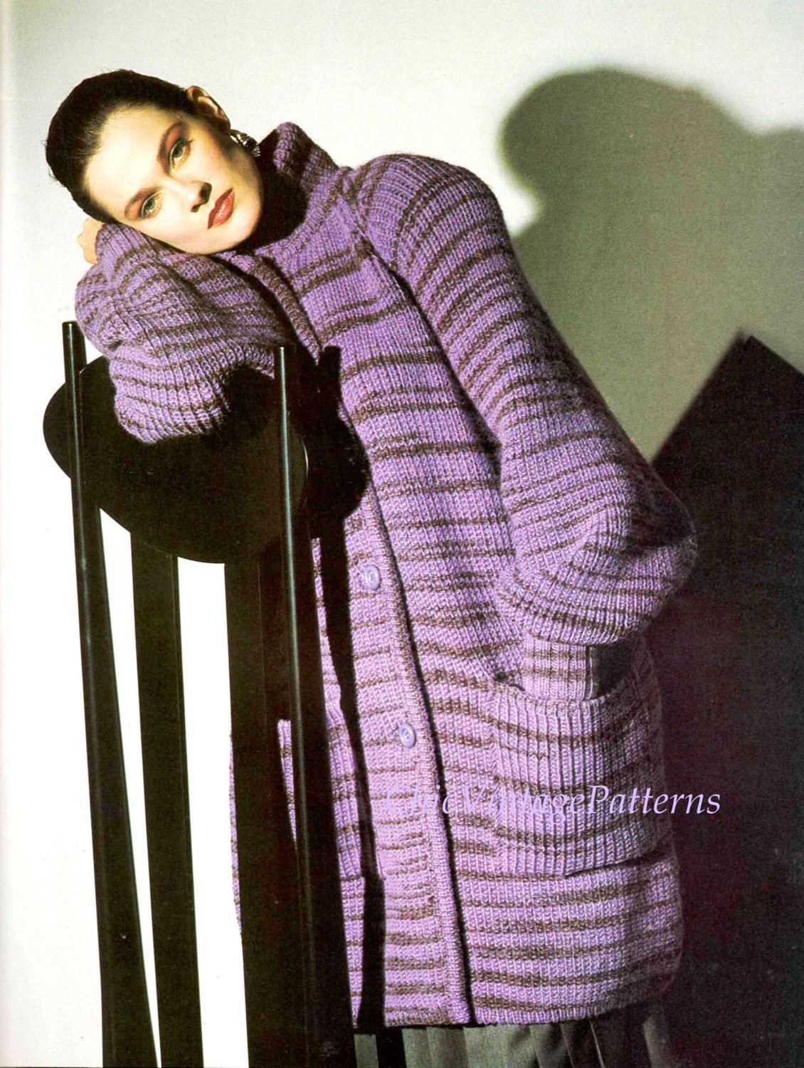Knitted Coat Pattern, Ladies Long Line Jacket, Instant Download Pattern