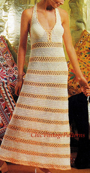 Crochet Dress Pattern, Ladies Evening Dress, PDF Crochet Pattern
