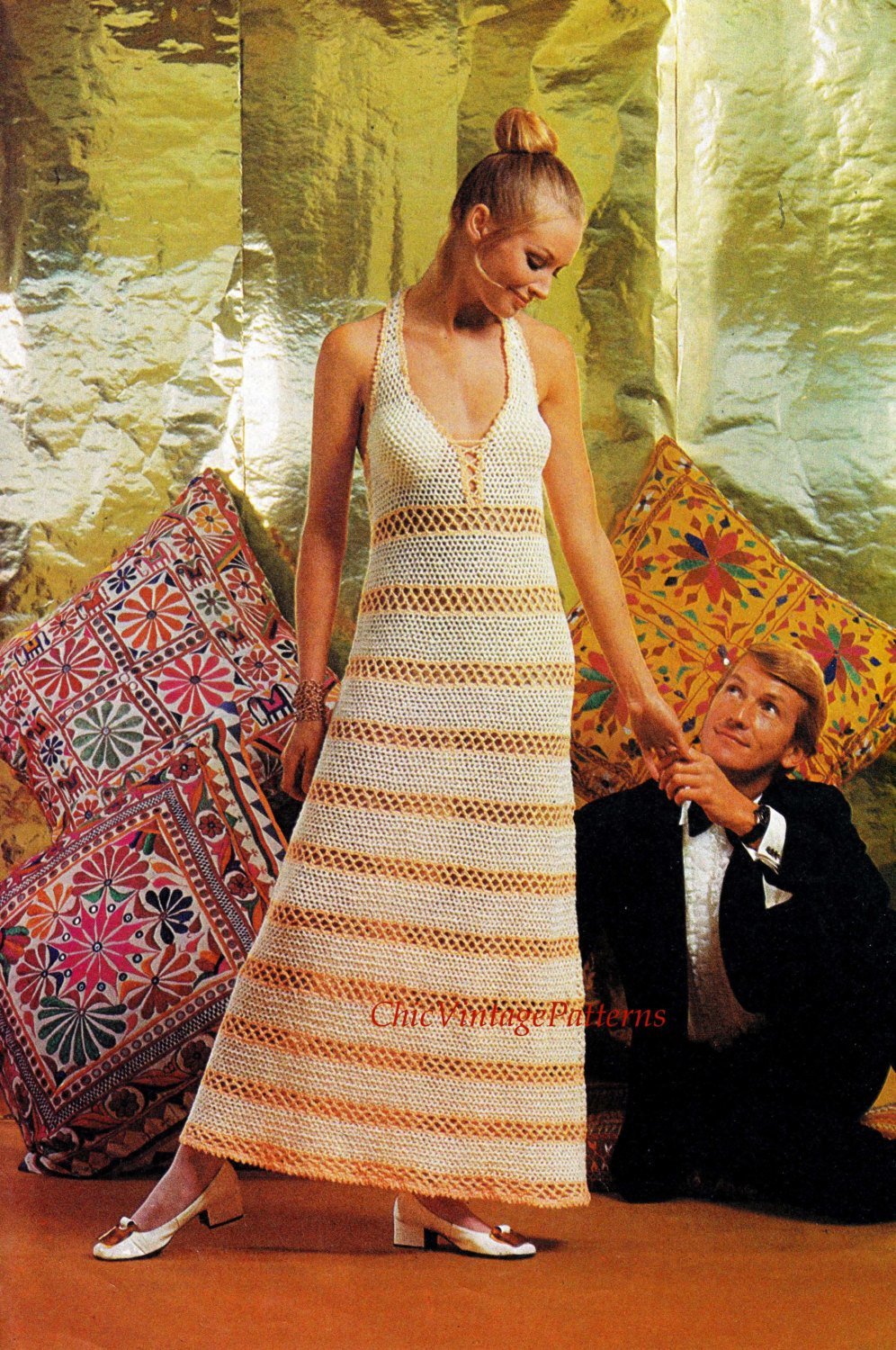 Crochet Dress Pattern, Ladies Evening Dress, PDF Crochet Pattern