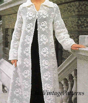 Crochet Coat Pattern, Instant Download, Elegant Wedding or Evening Coat