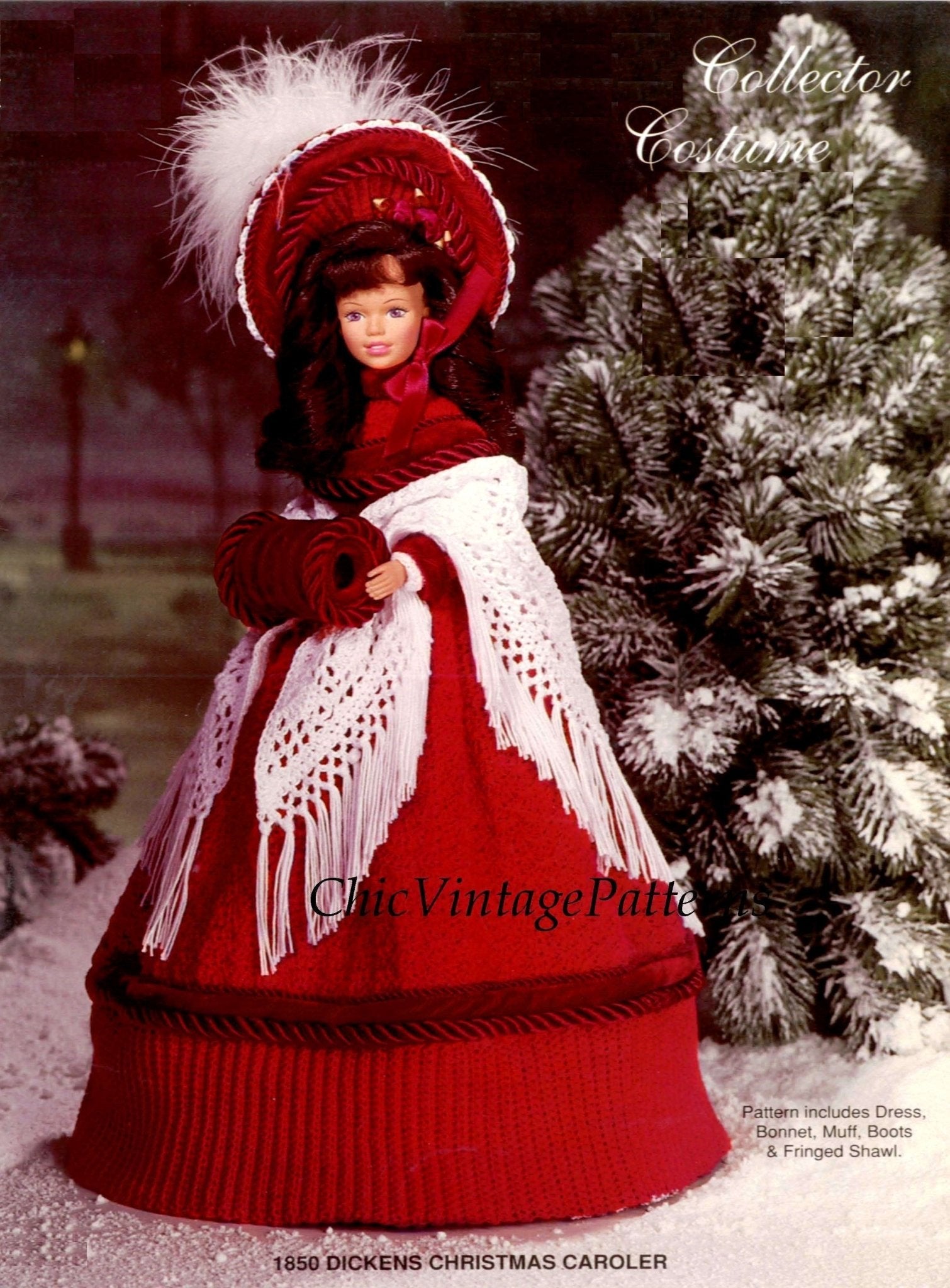 Charming Christmas Doll's Dress Pattern, 11.1/2 inch Doll, Digital Download