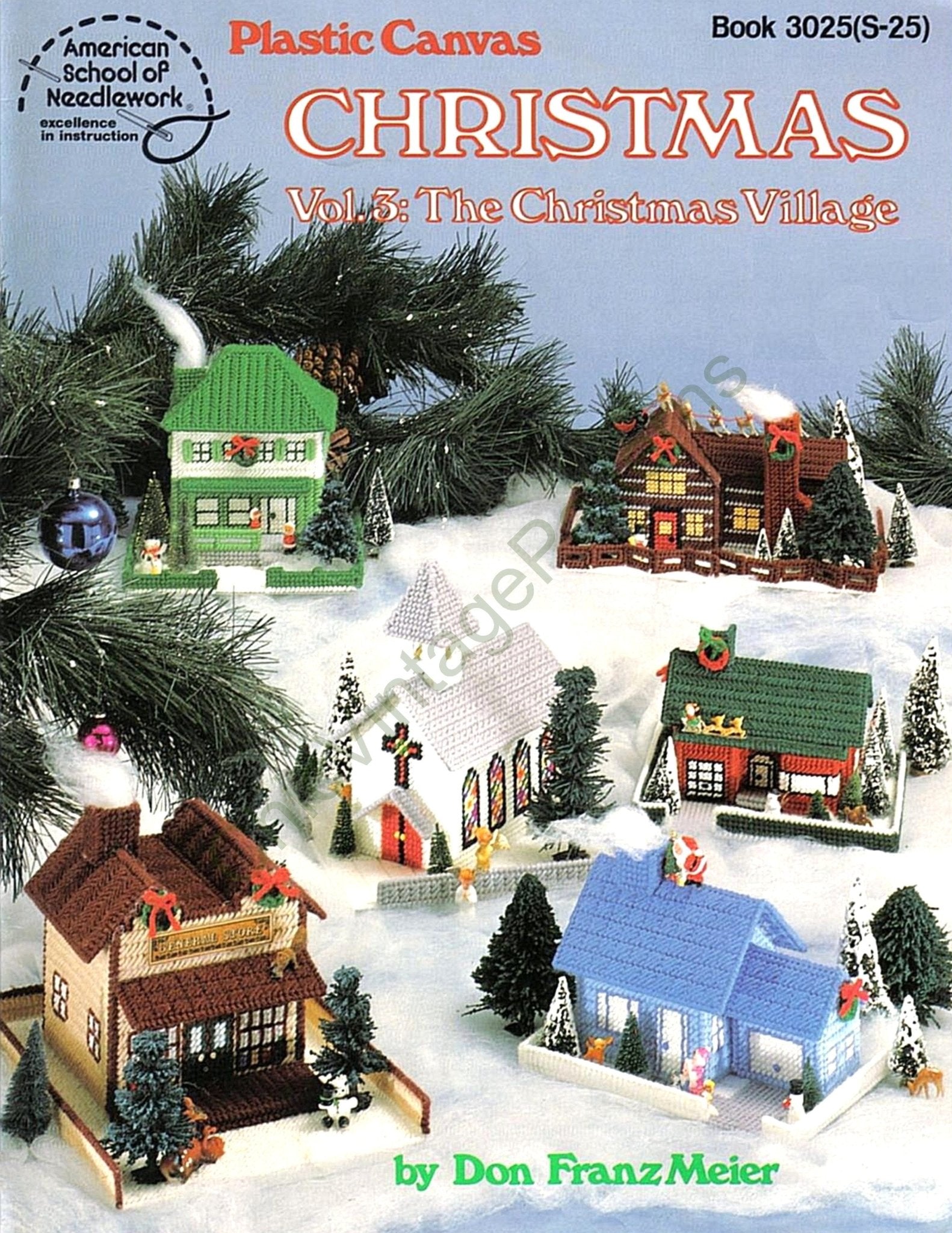 The Christmas Village Plastic Canvas Pattern, Instant Download
