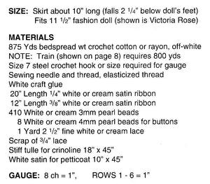 Crochet Dolls Wedding Dress Pattern, 11.1/2 inch Doll, Lady Diana Gown