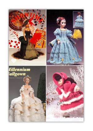 Knitted Doll's Dress Patterns, Bundle of Four, Instant Download