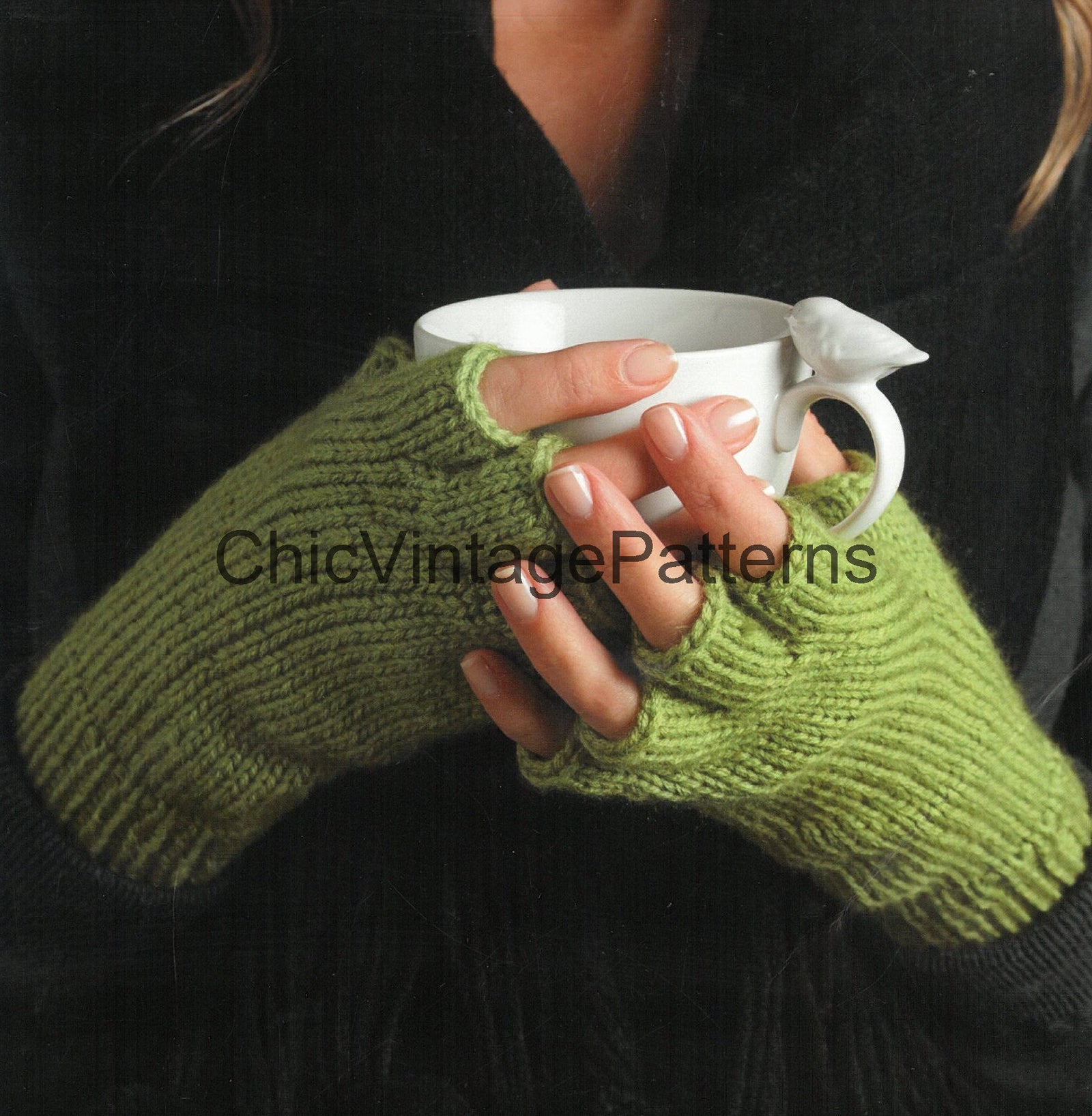 Fingerless Gloves Knitting Pattern,  Instant Download