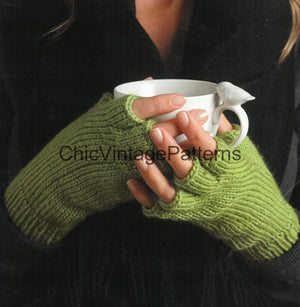 Fingerless Gloves Knitting Pattern,  Instant Download