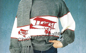 Children's High Flyer Jumper and Scarf Knitting Pattern, Instant Download
