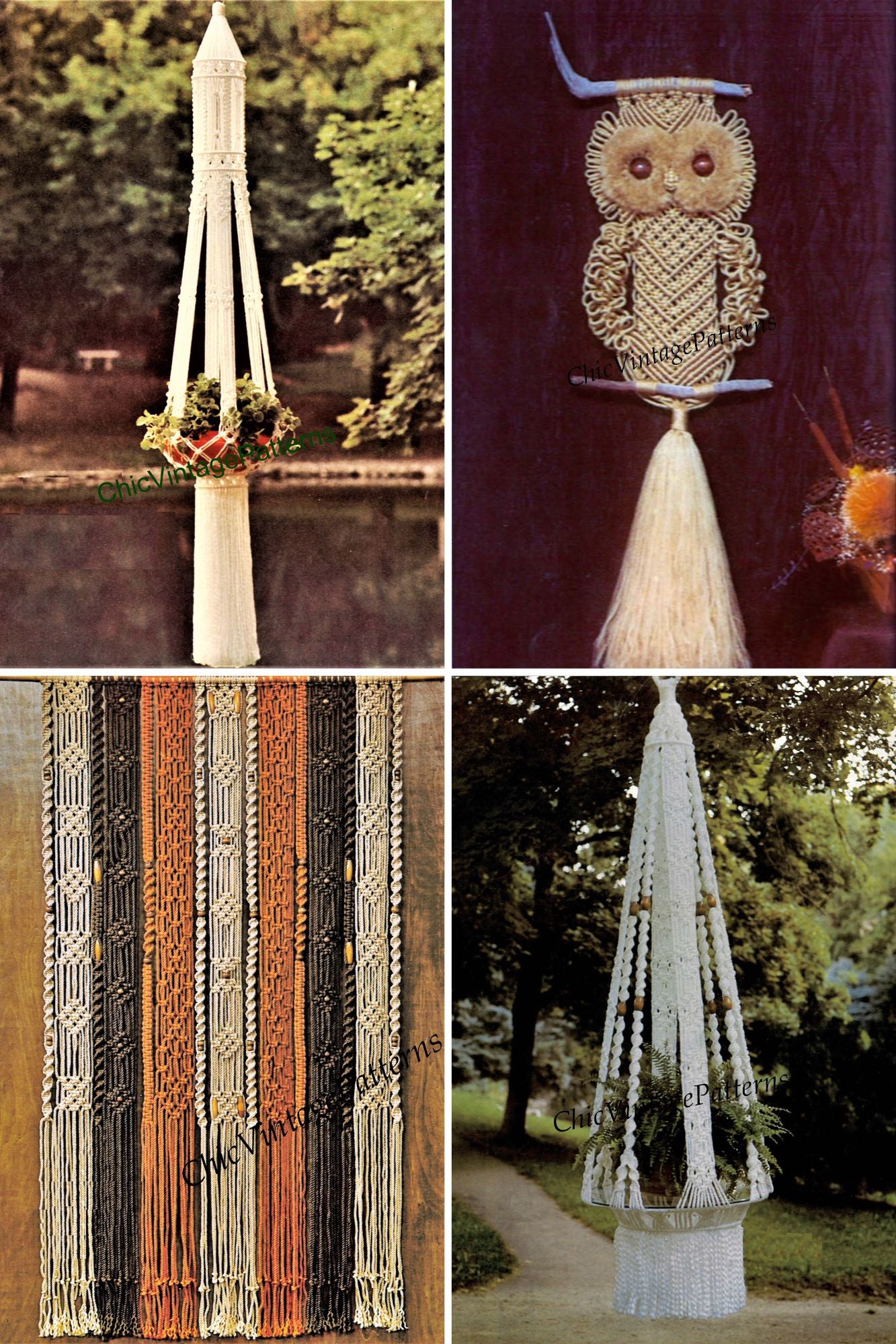 Bundle of Vintage Macrame Patterns, Instant Download