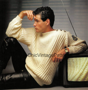 Stylish Men's Knitted Sweater Pattern, Instant Download Pattern