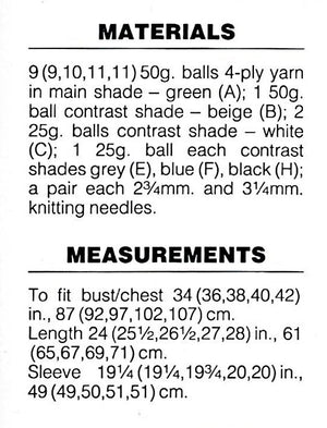 Cockatoos Knitted Jumper Pattern, Men's Free Pattern, Instant Download
