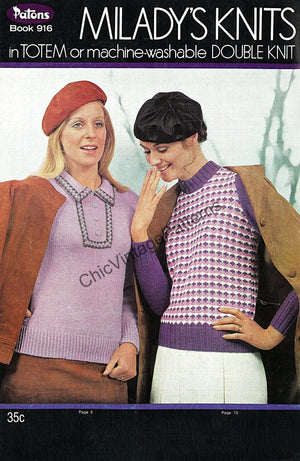 Patons "Milady's Knits" PDF Book, No 916,  Instant Download