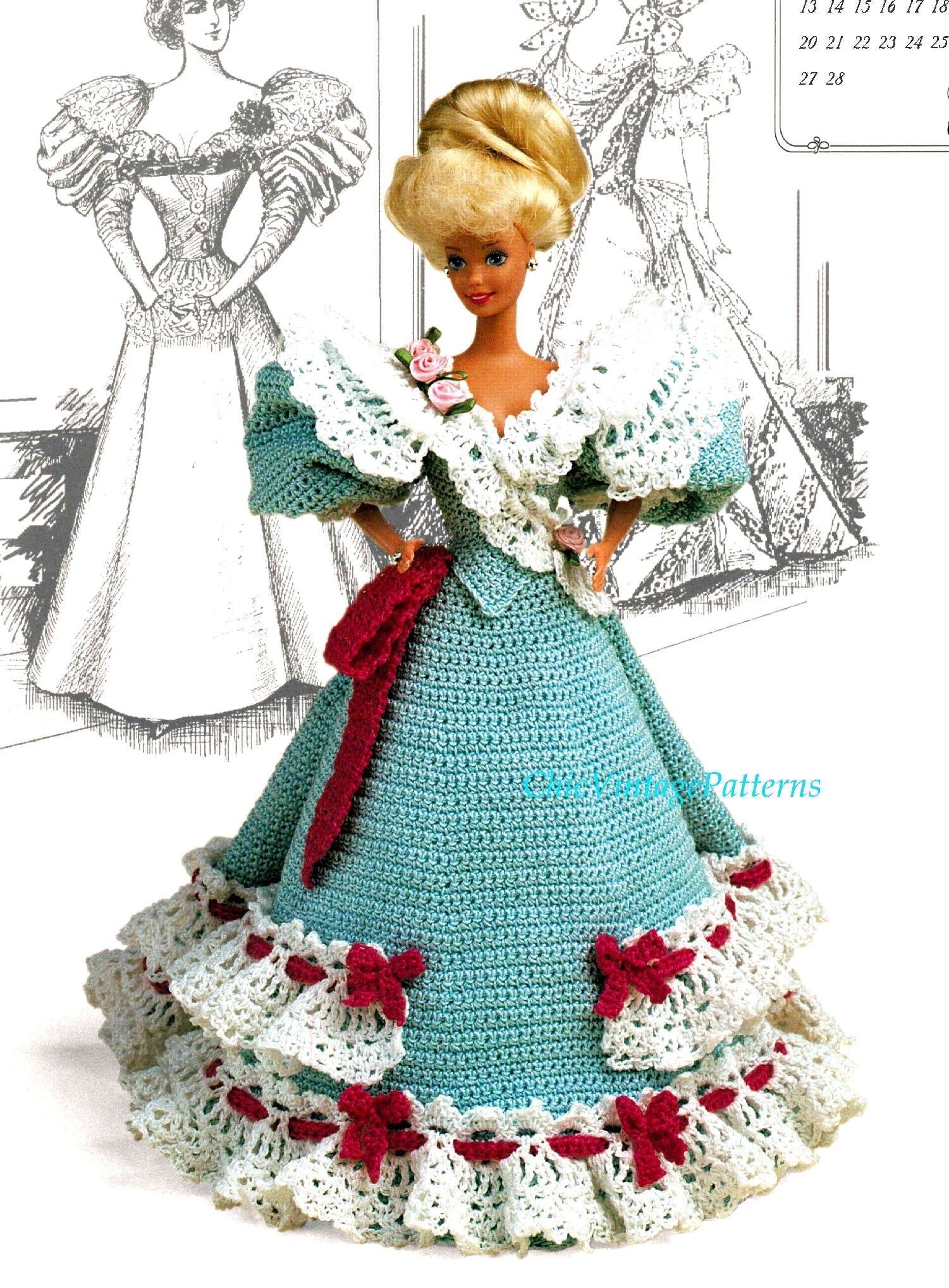 Fashion Doll Crochet Ball Gown Pattern, Instant Download