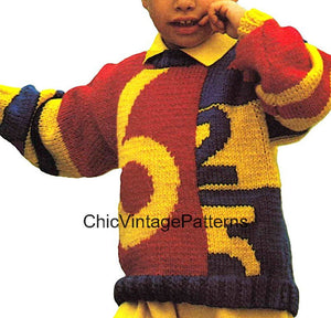 Knitted Children's Sweater Free Pattern, Numbers Jumper, Instant Download