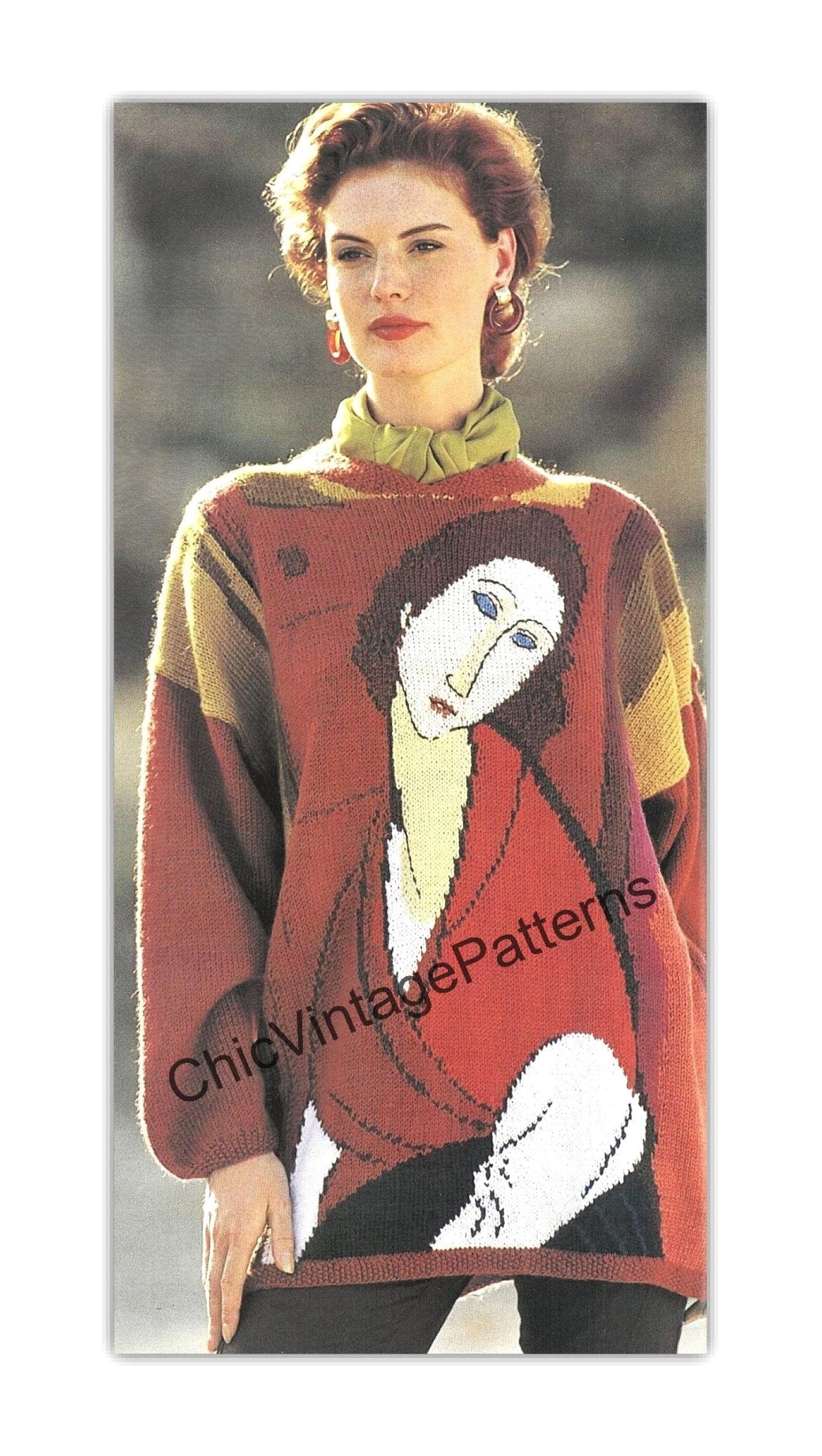 Knitted Jumper Pattern, Painted Lady Picture Knit, Instant Download