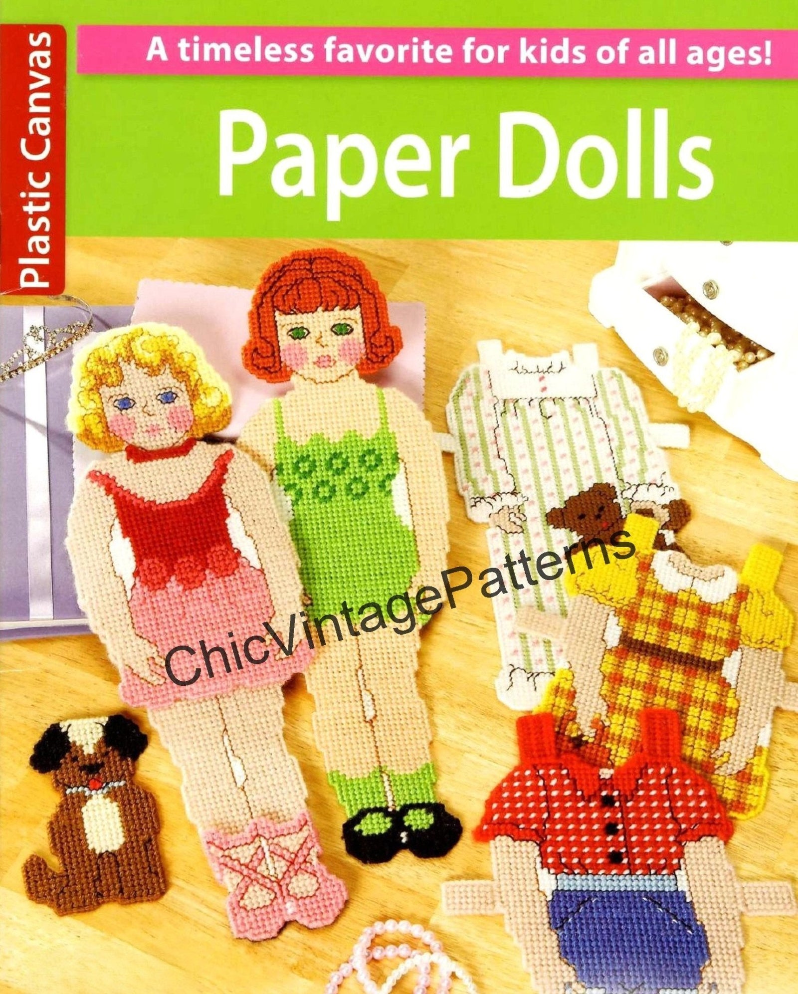 Plastic Canvas Paper Dolls Pattern, Digital Download