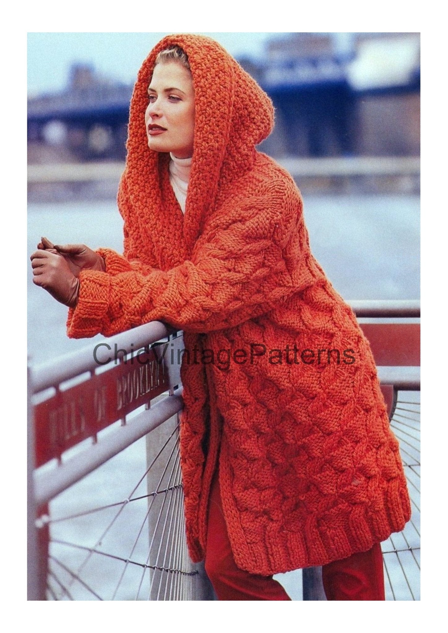 Amazing Knitted Coat Pattern, Ladies Cable Coat, Instant Download