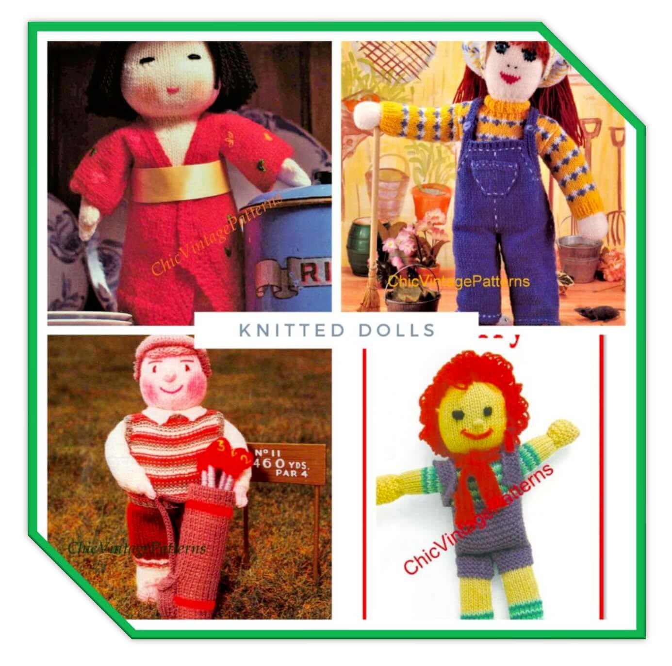 Bundle of Knitted Doll Patterns, Instant Download