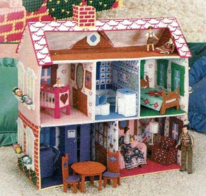 Plastic Canvas My Pink Dollhouse Pattern, Instant Download