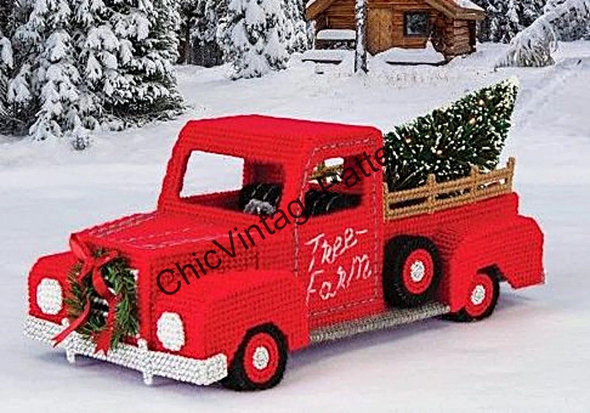 Plastic Canvas Christmas Tree Truck Pattern, Instant Download