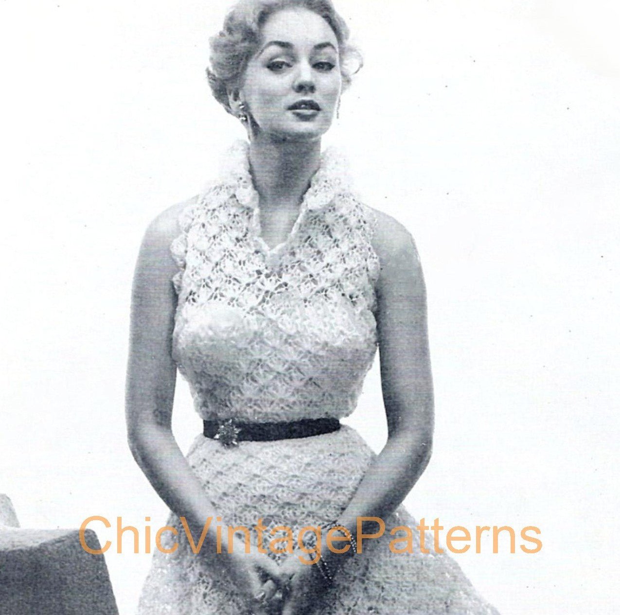retro crochet dress Marianne Ankle length Reclaimed Vintage crochet mini dress
