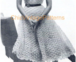 Vintage Crochet Dress Pattern,  Ribbon Dress, Digital Download