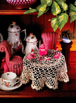 Crochet Dining Room Furniture, 11.1/2 inch Doll, Instant Download