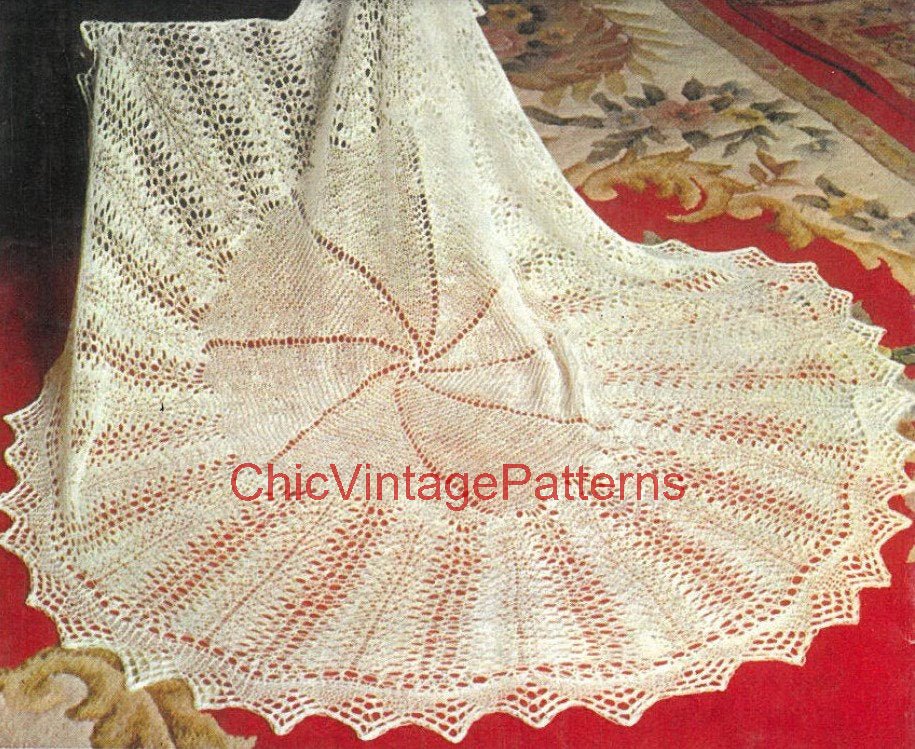 Babies Gossamer Shawl Knitting Pattern, Vintage Circular Wrap