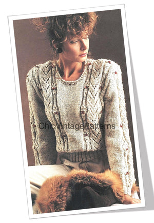 Ladies Sweater Knitting Pattern, Elegant Design, Instant Download