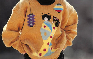 Girl's Knitted Sweater Pattern, Geisha Jumper, Instant Download