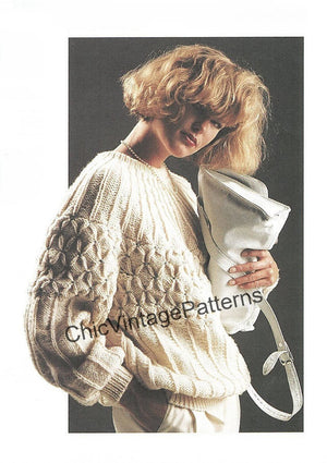 Ladies Sweater Knitting Pattern, Smocked Feature, Instant Download