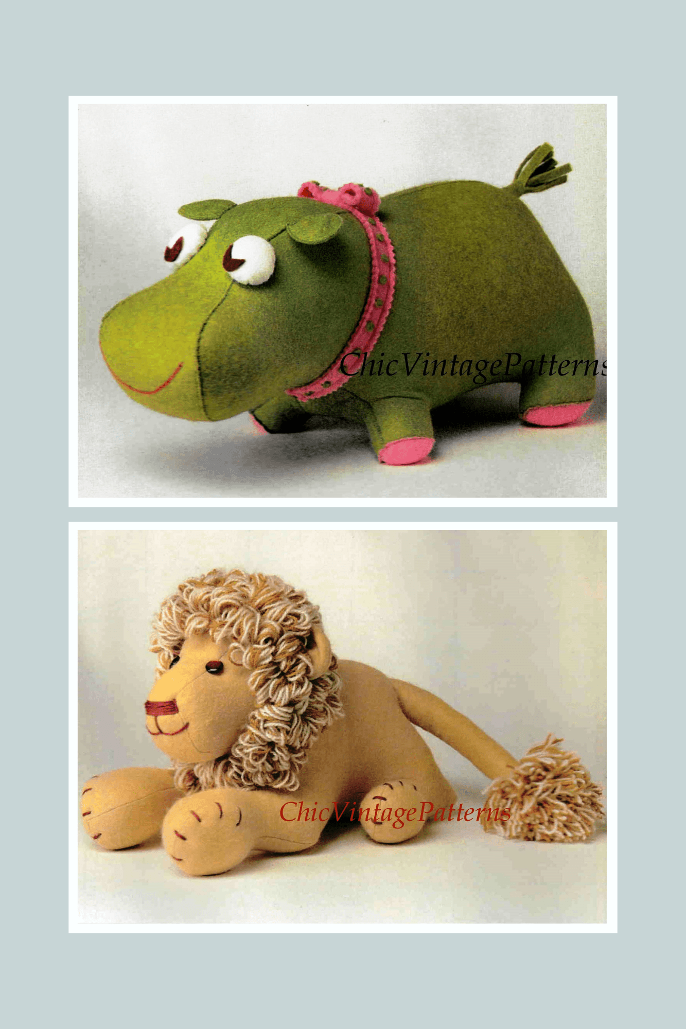 Bundle of Two Soft Toy Sewing Patterns, Instant Download