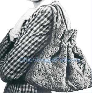 1940's Handbag Crochet Pattern, Ladies Drawstring Bag,  Digital Pattern