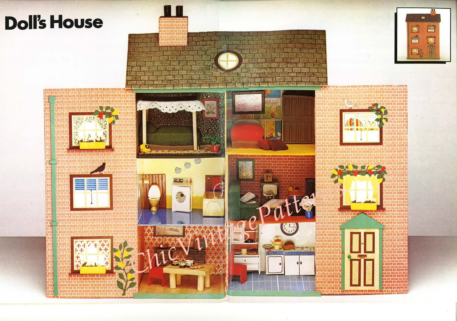 Cardboard Doll's House and Furniture Pattern, No Special Skills Required, Instant Download