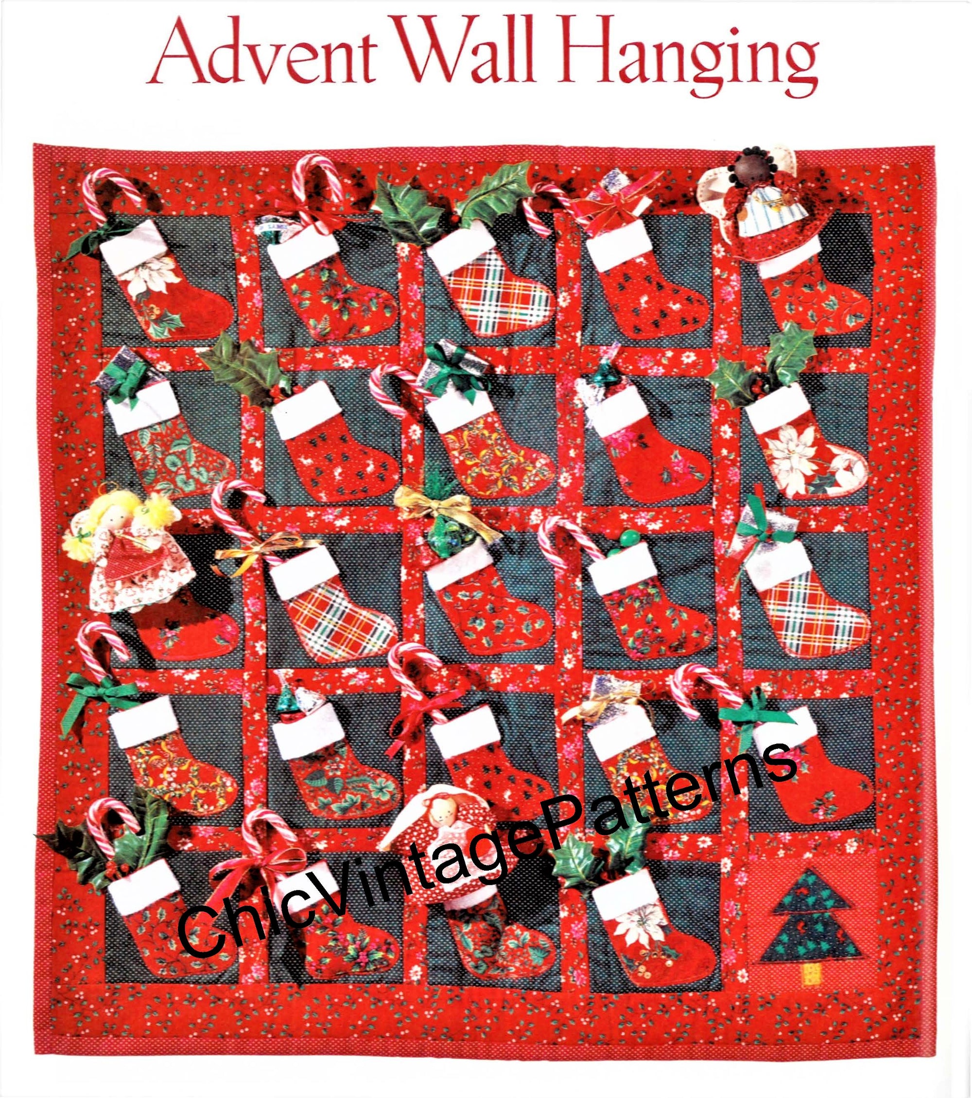 Advent Wall Hanging Pattern, Christmas Wall Decor, Instant Download