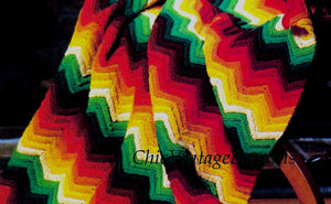 Crochet Afghan Pattern, 1970's Rug, Instant Download