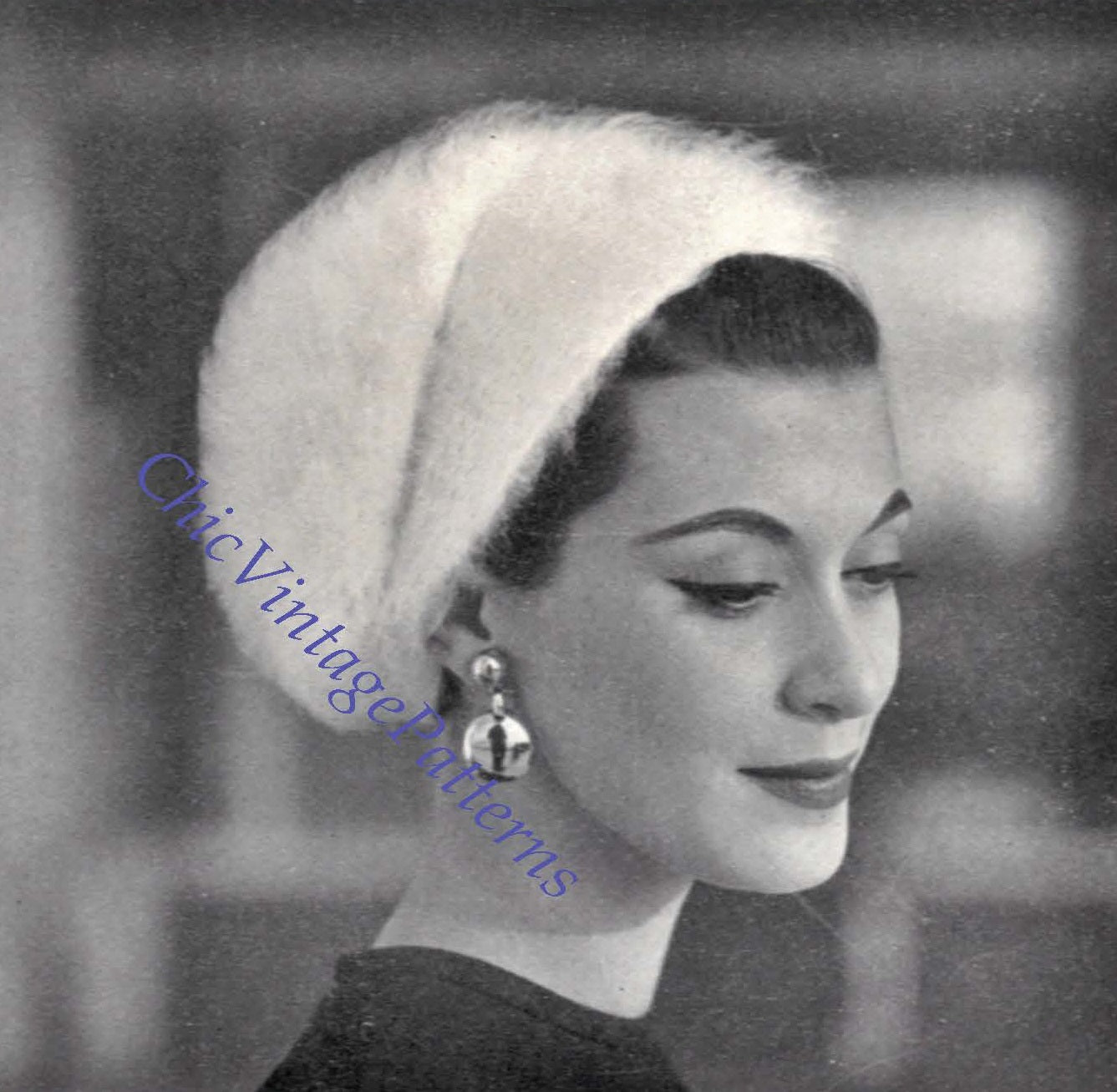 Crochet Hat Pattern, Ladies Angora Turban, Instant Download